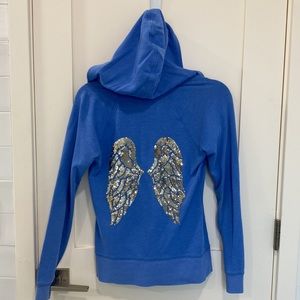 Victoria’s Secret Blue/Silver Sequin Angel Wings Zipper Hoodie Jacket
